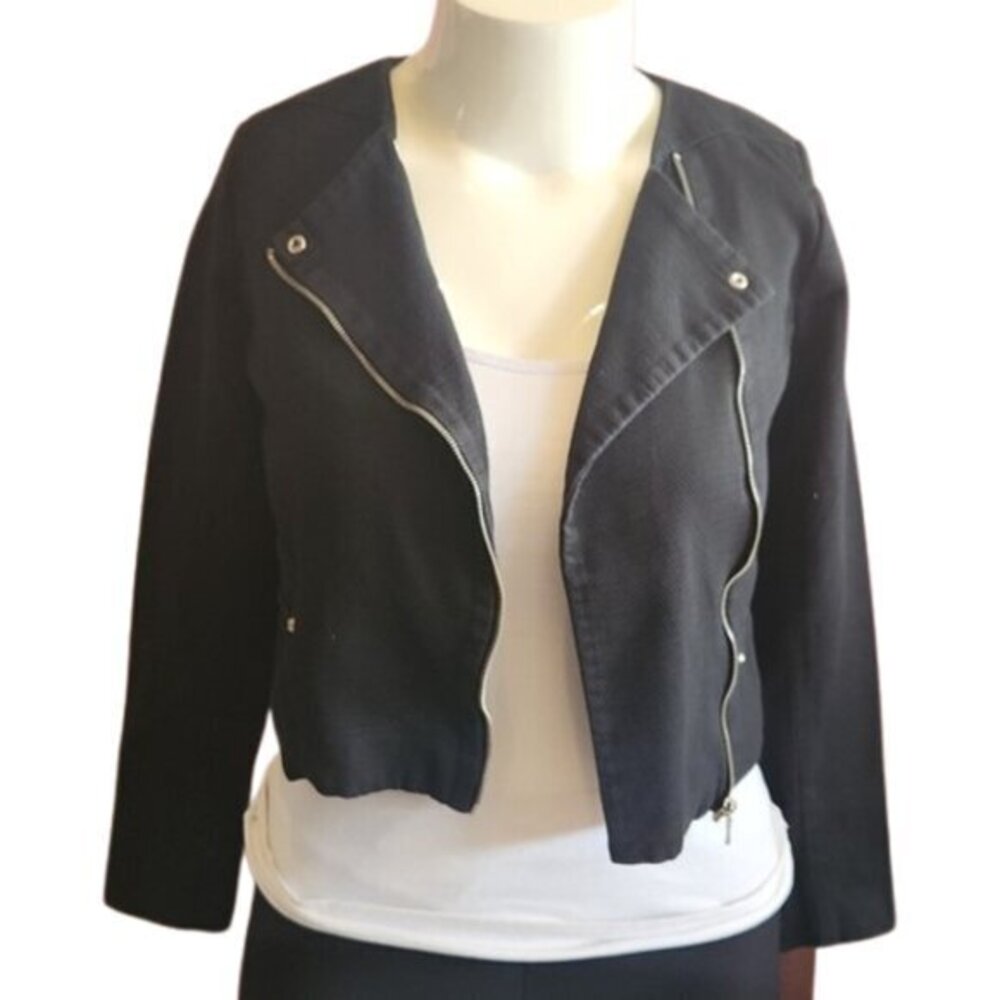 [Metaphor] Black Moto Crop Jacket - Size S